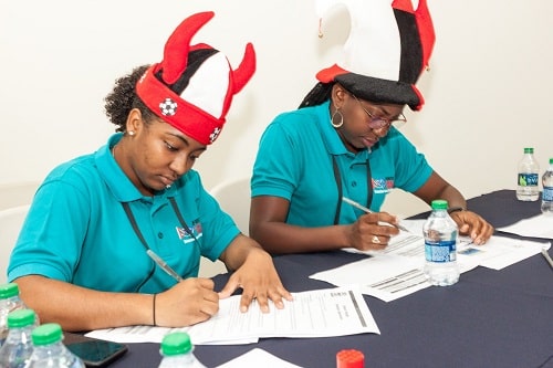 Judges score the teams after their presentations